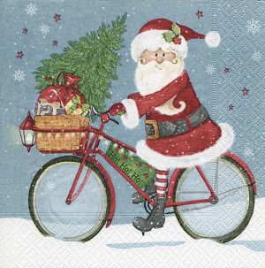 Guardanapo de Papel TEC Papai Noel na Bicicleta