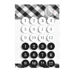 Aplique em Acrílico Tag Números Carina Sartor Coleção Cozy com 24 peças