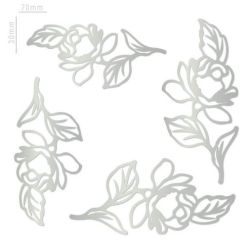 Aplique Decorativo em Acrílico Prata Decore Crafts Uma Nova Primavera Rosas