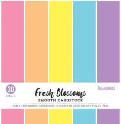 Bloco de Papel Cardstock Liso para Scrapbook Fresh Blossoms Colorbok com 30 folhas
