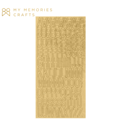 Cartela de Alfabeto Adesivado Metalizado Dourado My Memories Crafts My Kitchen