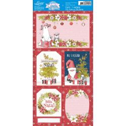 Kit com 5 Cards Recortados em Papel Litoarte Coleção Celebração de Natal