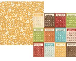 Papel para Scrapbook Simple Stories Harvest Lane Bingo Cards / Yellow Floral