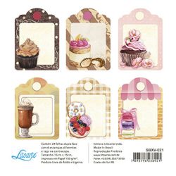 Kit Papel para Scrapbook Litoarte Cupcakes, Café 15 x 15 cm (24 papéis)