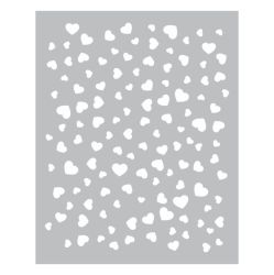 Stencil em PVC Branco Corações Carina Sartor Coleção For You 14 x 17,5 cm