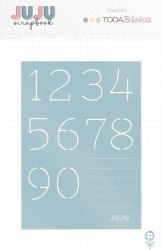 Stencil Juju Scrapbook Toda Básica Números e Pautas