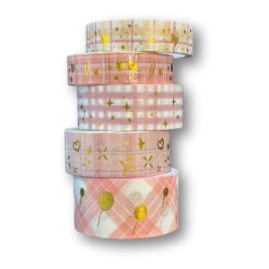 Washi Tape Apex Rosa | Kit com 5 Fitas Decorativas de 2m cada