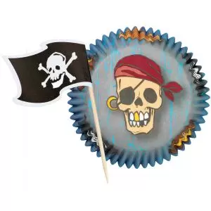 Kit Forminha Redonda em Papel e Enfeite Wilton Pirate
