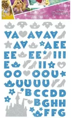 Adesivo Alfabeto EVA Puro Glitter Toke e Crie - TEC Disney Princesas Azul