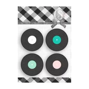 Aplique em Acrílico Discos Carina Sartor Coleção Mix Tape com 4 peças