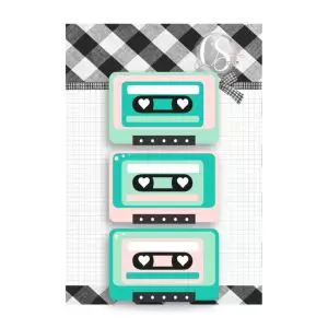 Aplique em Acrílico Fita K7 Carina Sartor Coleção Mix Tape com 3 peças