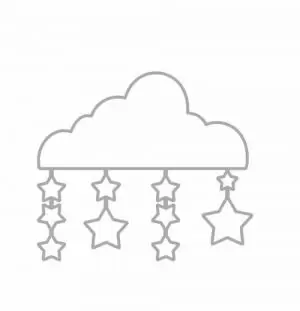 Aplique em Chipboard Arte Fácil Nuvem com Estrelas