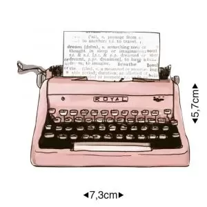 Aplique em Papel e MDF Litoarte Máquina de Escrever Rosa