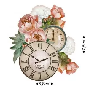Aplique em Papel e MDF Litoarte Relógio com Flores