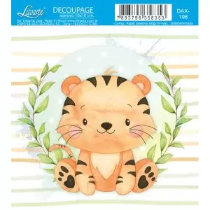 Decoupage Adesiva Litoarte 10 x 10 cm Coleção Meu Safari Tigre