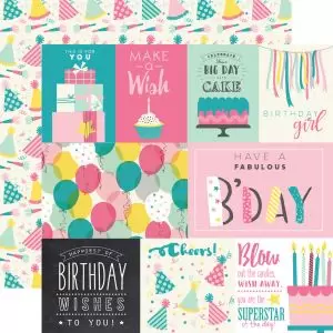 Papel para Scrapbooking Echo Park Birthday Girl Journaling Cards