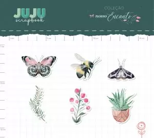 Kit de Acrílico Colorido Adesivado Juju Scrapbook Vasinho de Planta Coleção Nosso Encanto