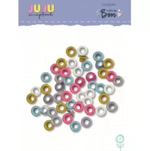 Conjunto de Ilhóses Juju Scrapbook 3/16" Coleção Magia do Natal com 50 peças