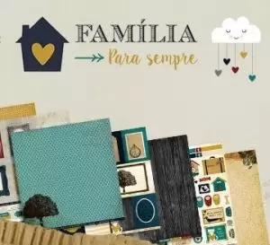 Kit de Papel Juju Scrapbook Familia para Sempre