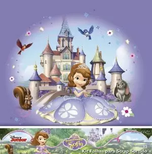 Kit Folhas para Scrap Sortido Disney - Princesinha Sofia