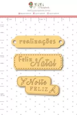 Kit Aplique de Madeirinhas Adesivadas Juju Scrapbook Coleção Tempo de Celebrar Realizações