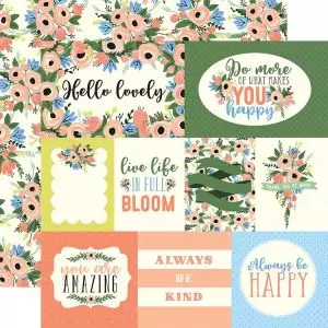Papel para Scrapbook Carta Bella Flora No. 2 - Primrose Blossom Journaling Cards