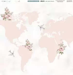 Papel para Scrapbook Decore Crafts Mapa Flores Coleção Logo Ali