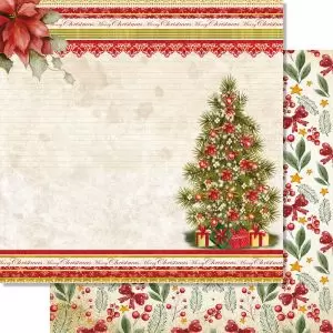 Papel para Scrapbook Litoarte Coleção Natal Vintage Árvore de Natal