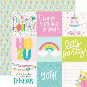 Papel para Scrapbooking Simple Stories Magical Birthday 4 x 4 Elements